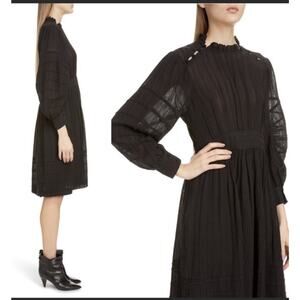 Isabel Marant Etoile Odea Pintuck Midi Dress Long Sleeve